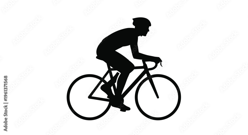 Obraz premium Silhouette of a cyclist riding a road bike in a dynamic pose