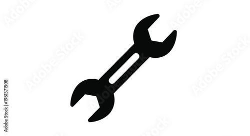 Vector illustration of black silhouette of an openended wrench icon
