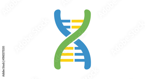 Stylized illustration of a dna double helix with blue and green strands