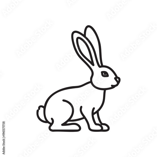An illustration of a rabbit sitting in a simple line art style.