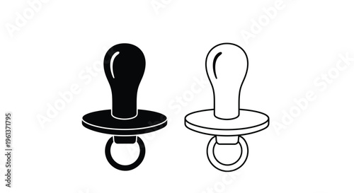 Two baby pacifiers one black and one white in graphic silhouette