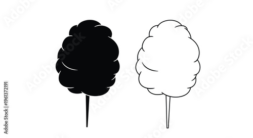 Contrasting cotton candy images one dark one light in silhouette