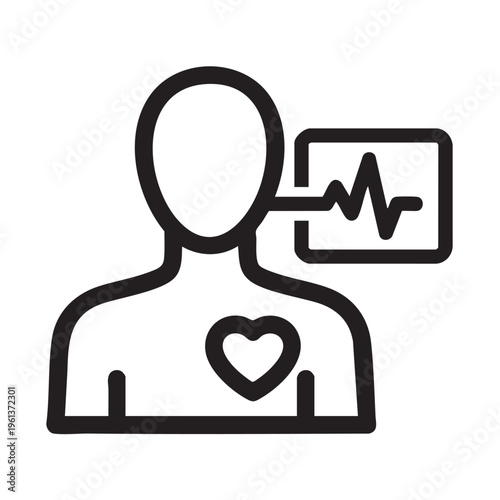 Illustration of a person with a heart on their chest and ECG monitoring