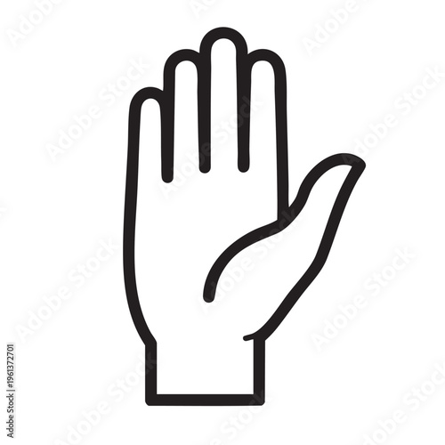 An illustration of a raised open palm hand in a gesture.