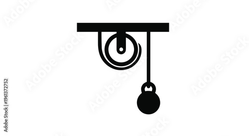 Vector illustration of vector icon of a pulley system with a hanging weight