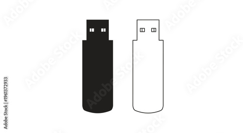 Two usb drives one black and one white in stark silhouette