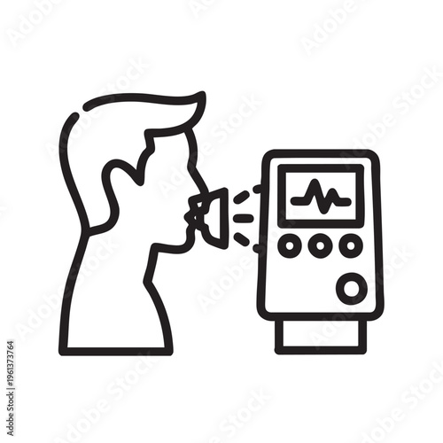 Person using spirometry device for pulmonary test