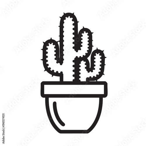 An illustration depicts a potted cactus plant in a simple black outline style.