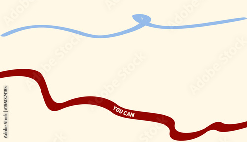 Minimalist Abstract Background with Wavy Red and Blue Lines