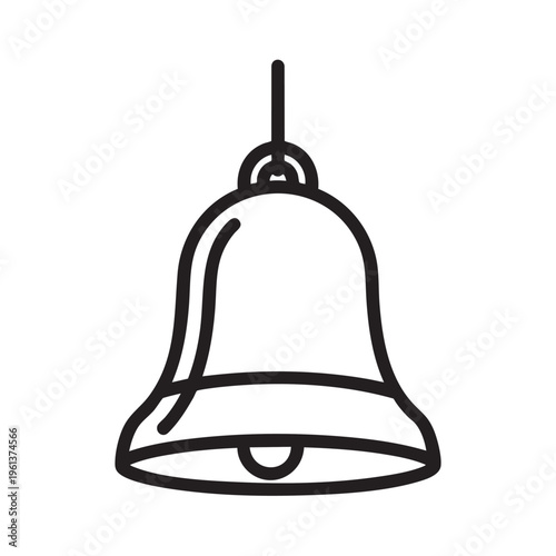 An illustration of a clear old bell outline icon hanging alone
