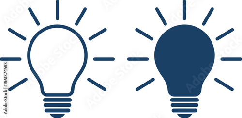 Light bulb ideas concept with dark and bright bulbs side by side representing innovation and creativity
