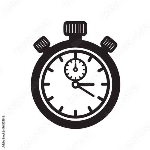 A simple stopwatch timer outline on a clear background for design use.