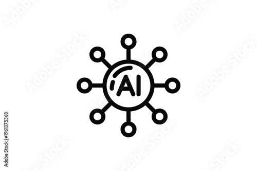 AI chatbot icon, virtual assistant symbol, artificial intelligence chat bot, customer support AI, messaging bot UI icon, smart conversation vector