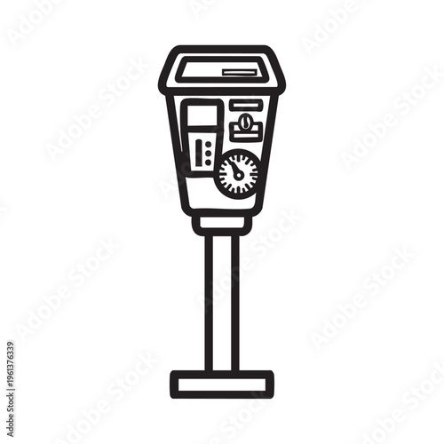 An illustration depicts a parking meter on a street.