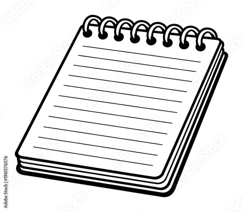 Notepad icon with spiral binding and lined pages, ideal for representing education, office work, planning, and ideas