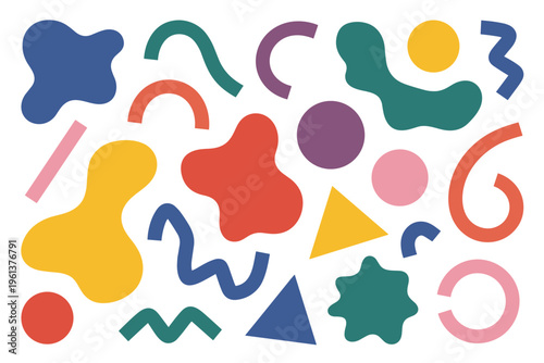 Colorful abstract organic shapes and geometric forms