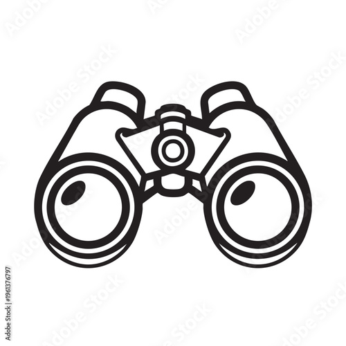 A clear vector outline of binoculars for observation and exploration purposes.
