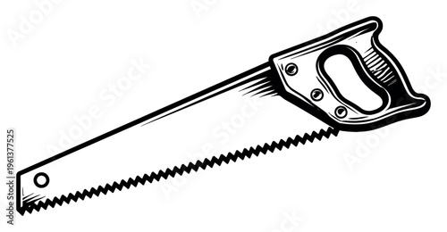 Hand saw featuring a robust metal blade and comfortable wooden handle, ideal for cutting wood and various DIY projects