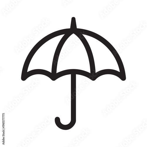 A closed outline of an umbrella on a clear background
