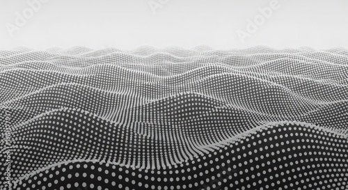 Digital wave pattern from dots abstract background on white.