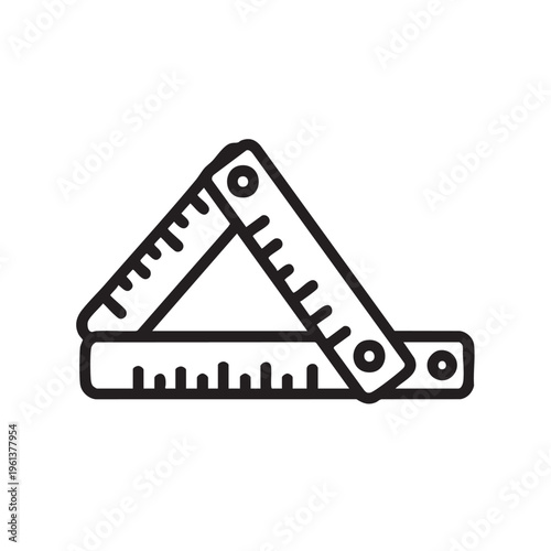 An illustration of a folding ruler outline in a clear view