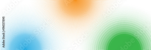 Abstract Halftone Sunburst backgrounds with Blue, orange and green 