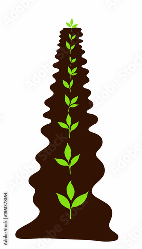 Illustration of a Row of Green Seedlings Growing in Fertile Soil Capturing the Themes of Growth, Nature, and Environmental Sustainability