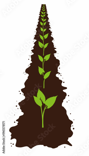 An Endless Row of Vibrant Green Seedlings Sprouting from Rich Brown Soil, Symbolizing Growth, Renewal, and the Cycle of Nature in a Serene Setting