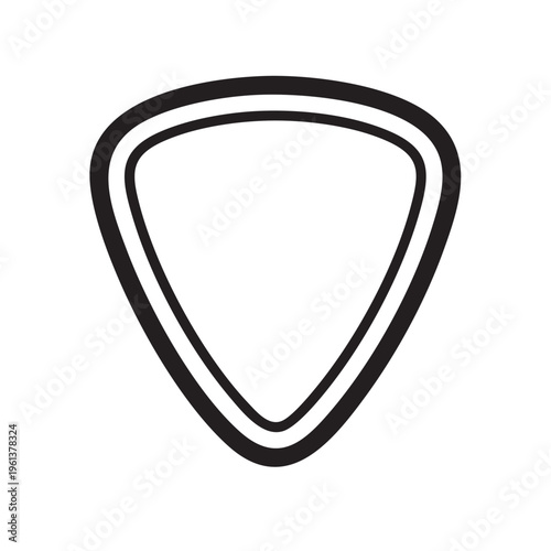 A clear outline of a guitar pick is shown in a simple vector illustration.