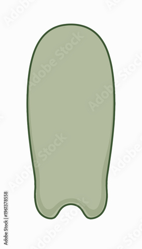 Minimalistic Illustration of a Simple Light Green Abstract Shape with Darker Outline on White Background