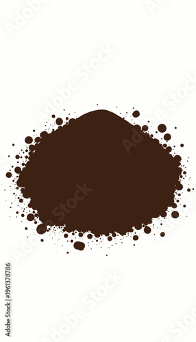 Rich and smooth cocoa powder mound with scattered particles creating a textured display against a clean white background, highlighting its pure chocolatey essence