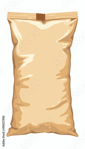 Illustration of a Plain Sealed Product Bag with Crinkled Surface for Food or Snacks Packaging Use