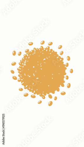 Illustration of Whole Unpeeled Peanuts in Shell Surrounded by Shelled Nuts on White Background