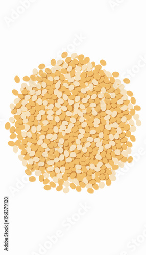 Close-up of Mixed Yellow and White Split Peas Spread on a Plain White Background