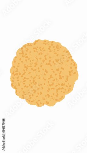 Close-up of a round, golden sesame seed cracker with a crispy texture and a uniform seed distribution, perfect for snacking or adding to a sophisticated appetizer platter