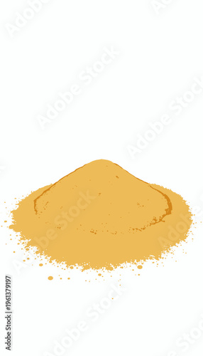 Aromatic Pile of Ground Spice with Rich Golden Yellow Hue on White Background for Culinary and Medicinal Use