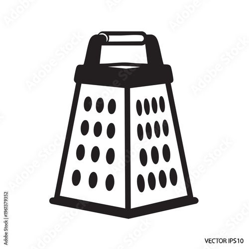 An outline illustration of a cheese grater with clear vector lines on a white background.