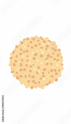 Illustration of a Crunchy and Delicious Cookie with Various Chocolate Chip Sizes on a White Background