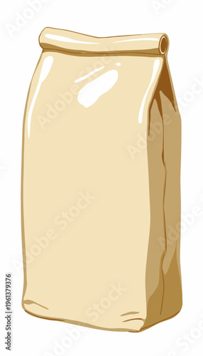 Large Brown Kraft Paper Bag with Folded Top for Storage or Packaging, Featuring a Plain Design Suitable for Various Uses and Environmentally Friendly Applications