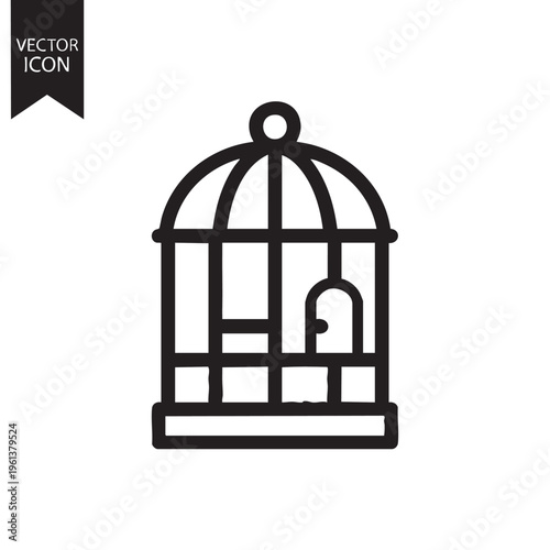 Vector illustration of a clear birdcage outline.