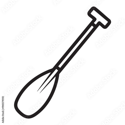 A clear vector outline of a canoe paddle on a white background