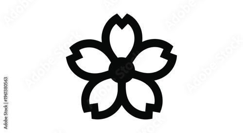 Vector illustration of stylized cherry blossom flower icon, japanese sakura symbol