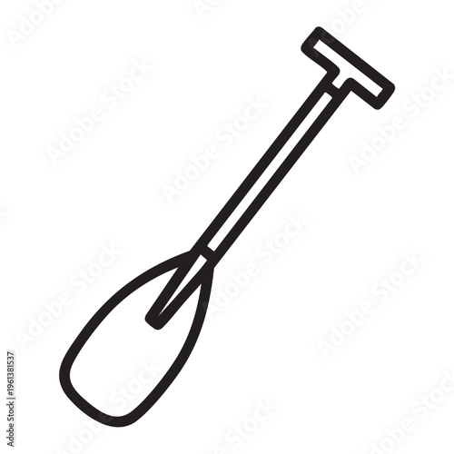 A clear vector outline of a canoe paddle against a white background.