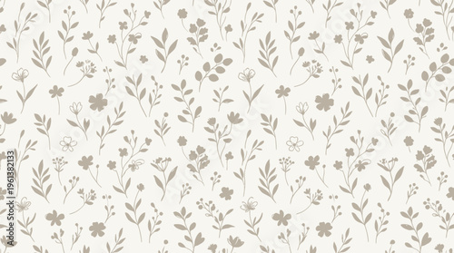 Delicate botanical leaf pattern on a light neutral wallpaper background.