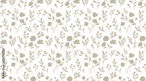 Seamless beige botanical leaf pattern for textiles and wallpaper design.