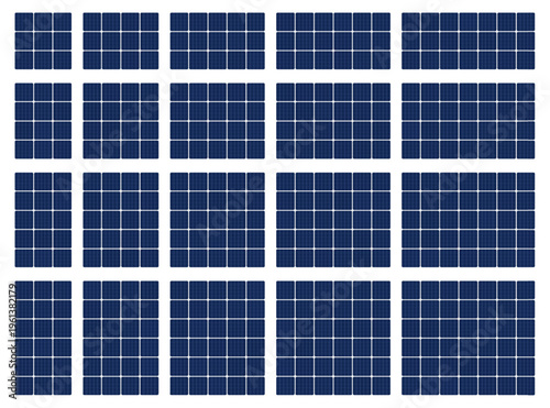 Modern solar panel background with photovoltaic cells in perspective view. Renewable energy and sustainable technology concept.	