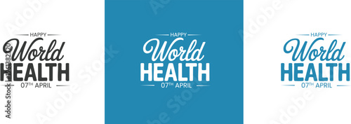 Logo typo for World Health Day and medical stethoscope with health care advertising and Promotional advertisement for medical hospital or clinics.
