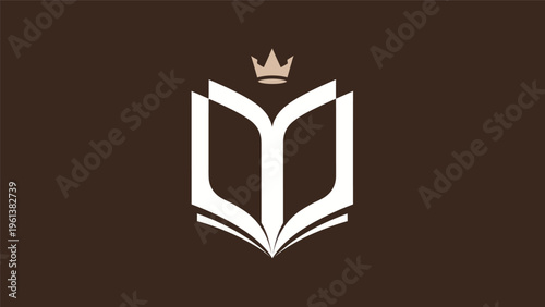 Abstract book symbol with crown design