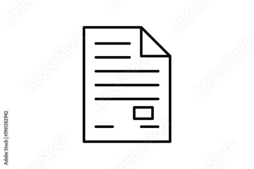 Simple document icon, file page outline vector, paper sheet symbol, minimal UI document, text file icon, clean line style, editable stroke, isolated