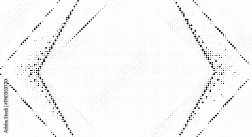 Abstract geometric pattern with converging lines and dots, minimalist background on transparent.